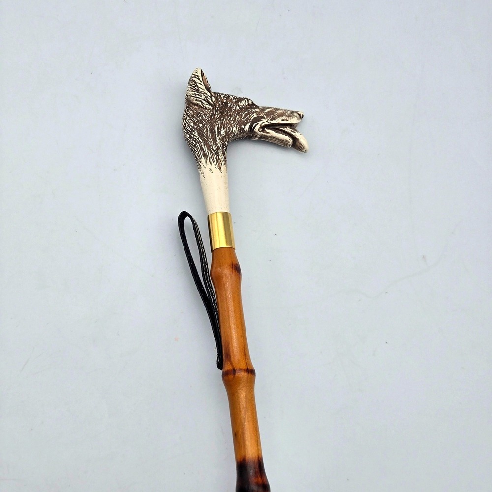 Vintage Made in Italy Greyhound Dog Head Long Shoe Horn Faux Bamboo Figural 22"